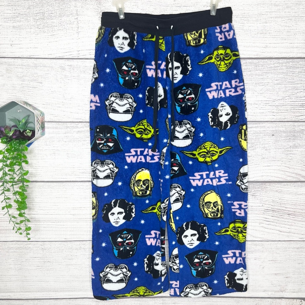 Star Wars Characters Fleece Sleepwear Loungewear Pajama Pants Size Large Blue
